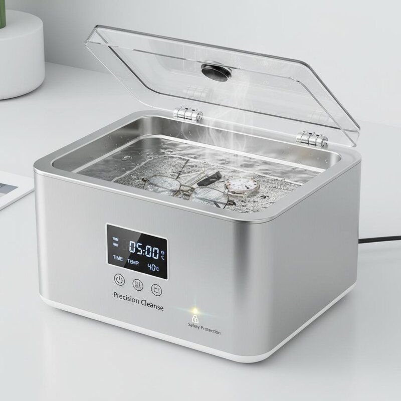 Nettoyeur à ultrasons avec protection de sécurité et réservoir en acier inoxydable fournissant un nettoyage pour équipement de précision